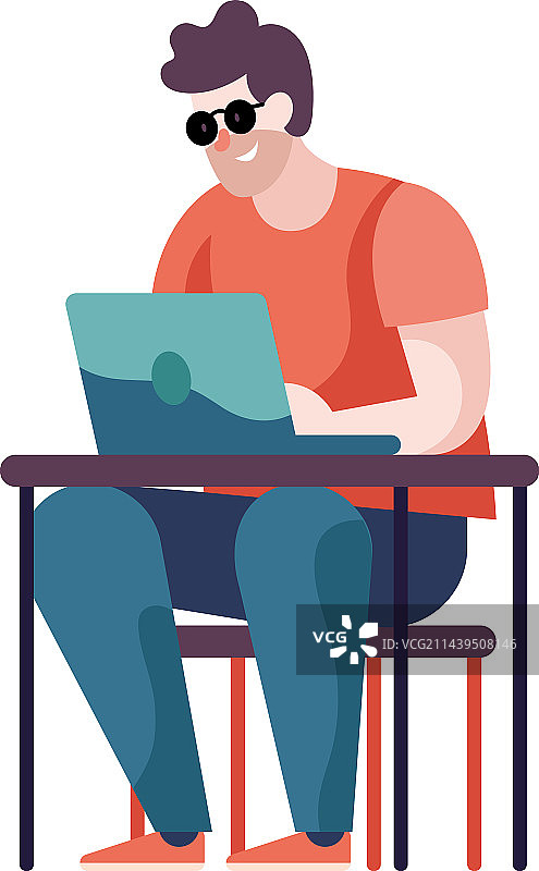 坐在桌旁用笔记本电脑打字的商人图片素材