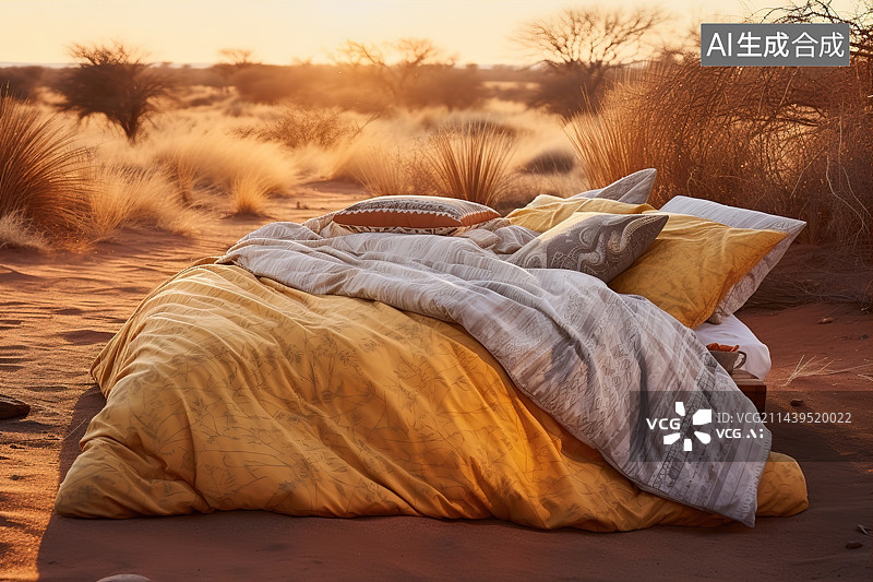 【AI数字艺术】日落时在沙滩上放松的女人图片素材