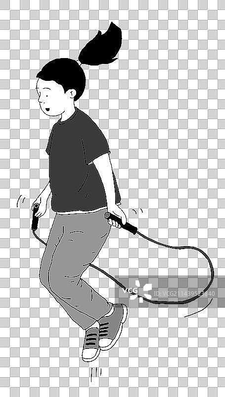 免抠元素：跳绳的女孩图片素材