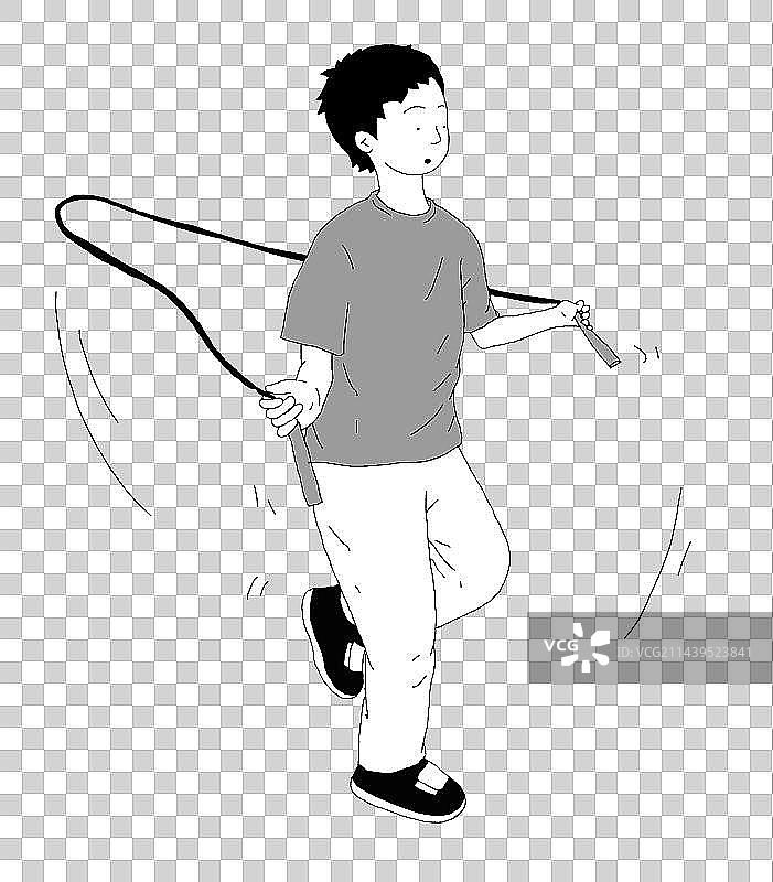 免抠元素：跳绳的男孩图片素材