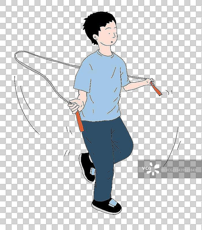 免抠元素：跳绳的男孩图片素材