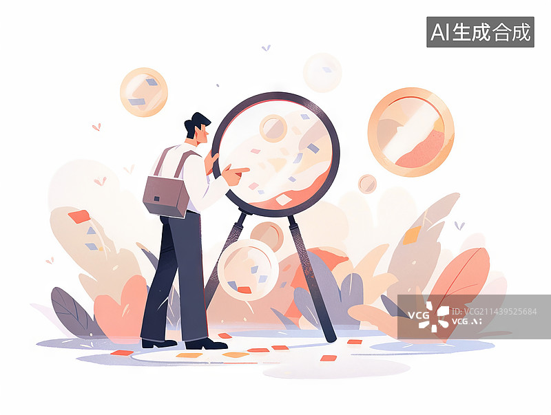 【AI数字艺术】2D扁平风格简洁商务职场场景插画插图图片素材