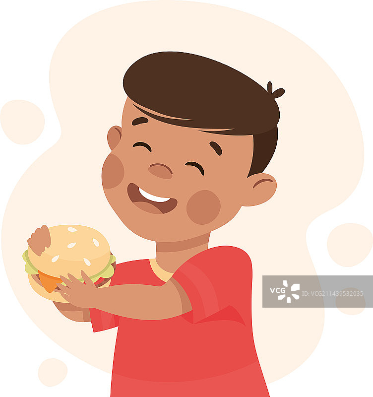 可爱的小男孩吃汉堡图片素材