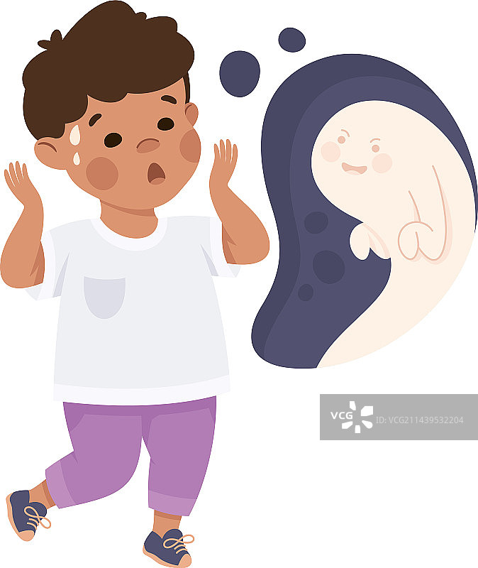 在泡泡里想象幽灵的小男孩图片素材