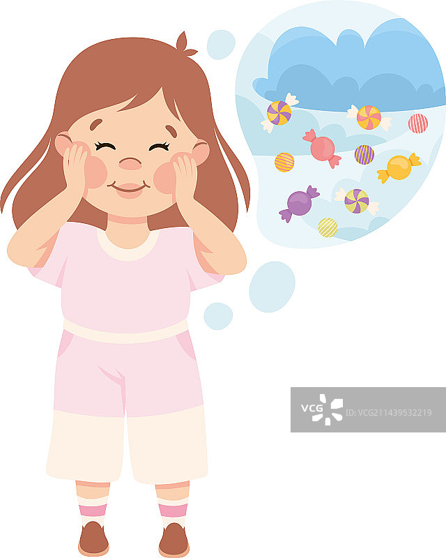 想象着糖果的小女孩图片素材