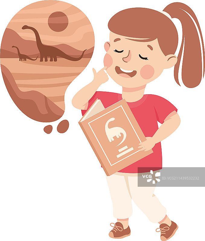 小女孩在泡泡里想象恐龙图片素材