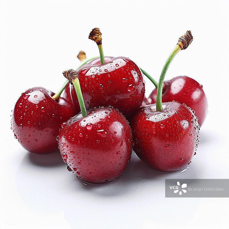 白底红樱桃图片素材