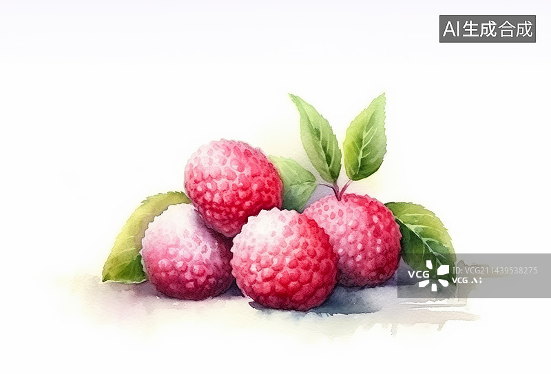 【AI数字艺术】白色背景的荔枝图片素材