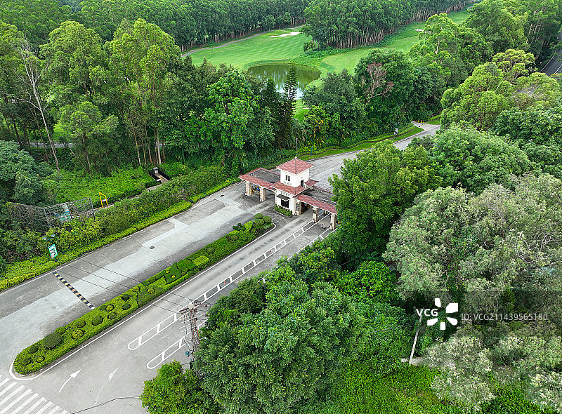 广东省深圳市龙华区观澜湖黎光会所与宝能汽车研发中心航拍图片素材