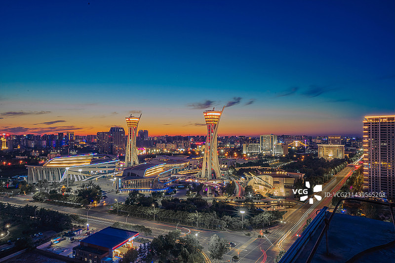 潍坊市府广场夜景图片素材