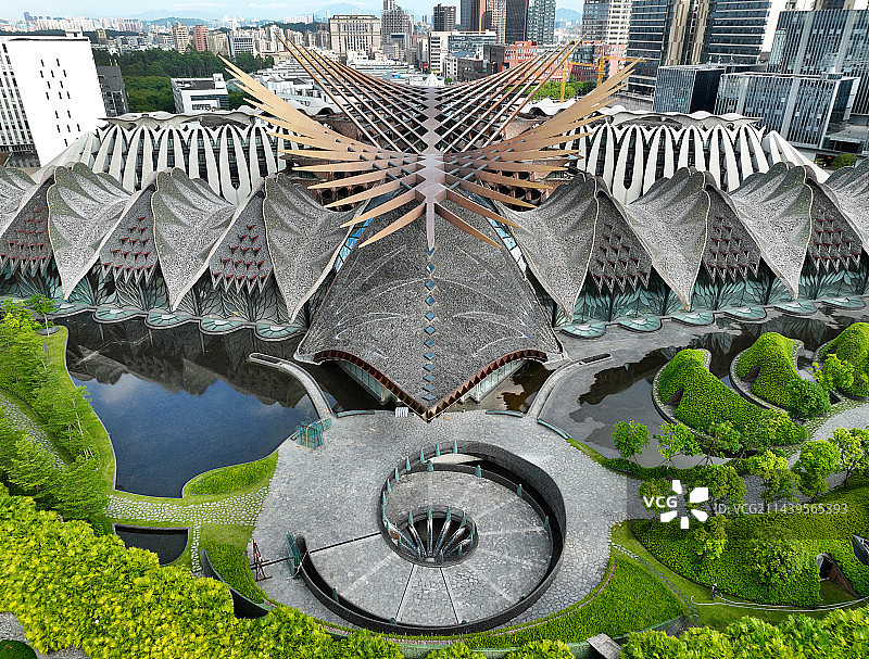 广东省深圳市龙华区大浪地标玛丝菲尔大厦航拍图片素材