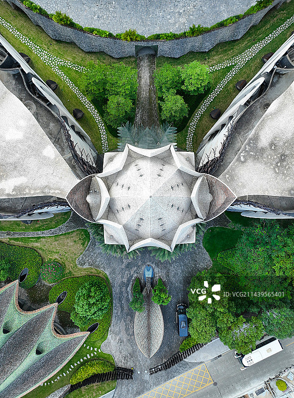 广东省深圳市龙华区大浪地标玛丝菲尔大厦航拍图片素材