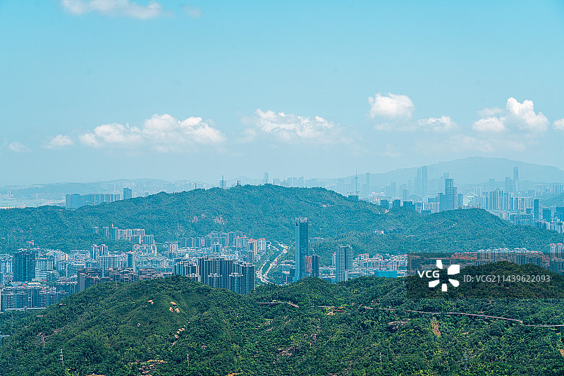蓝天白云下的珠海香洲区城市风光图片素材