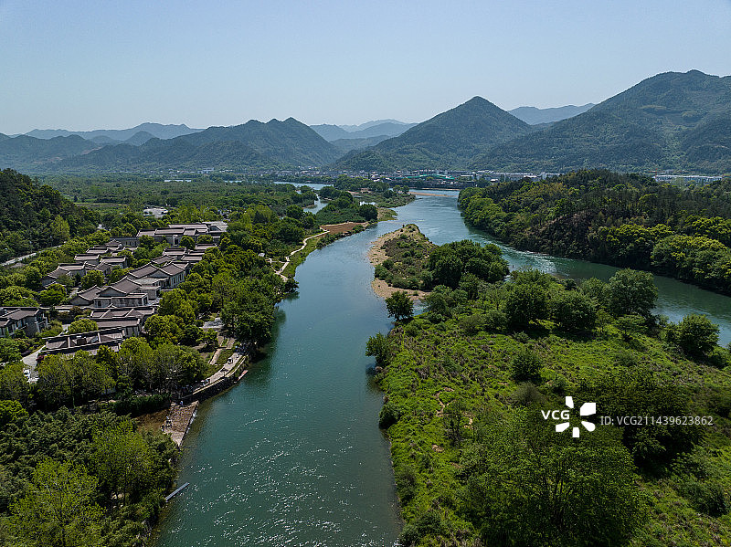 航拍渐江丽水古堰画乡图片素材