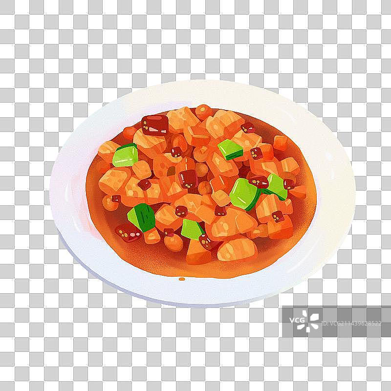 卡通川菜宫保鸡丁美食插画图片素材