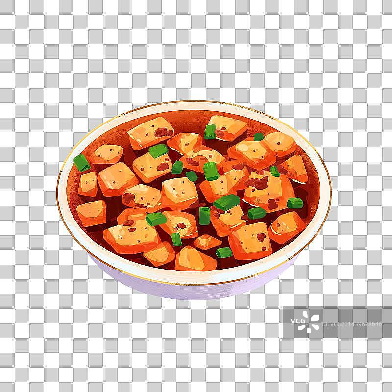 手绘川菜麻婆豆腐美食插画图片素材