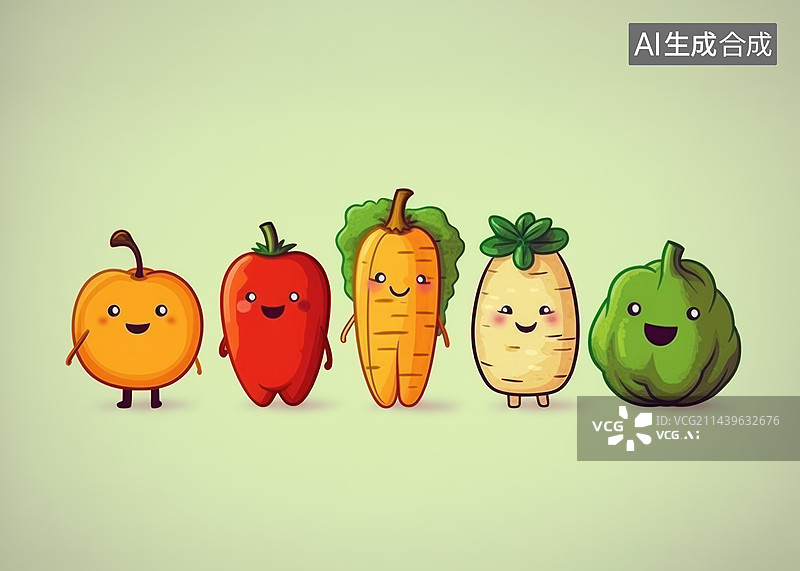【AI数字艺术】可爱的蔬菜系列图片素材