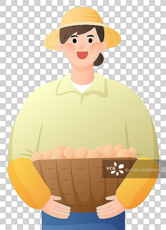 手捧鸡蛋的农民图片素材