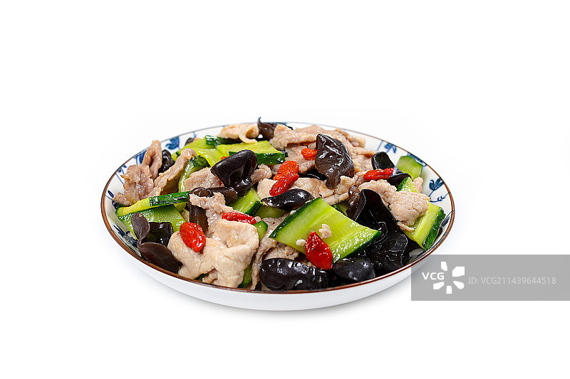 美味家常菜黄瓜木耳炒肉片图片素材