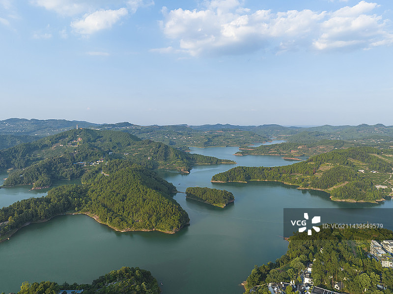 四川省眉山市仁寿县黑龙滩风景区，黑龙滩风景区，景区面积180.6平方公里，湖面23.6平方公里。图片素材