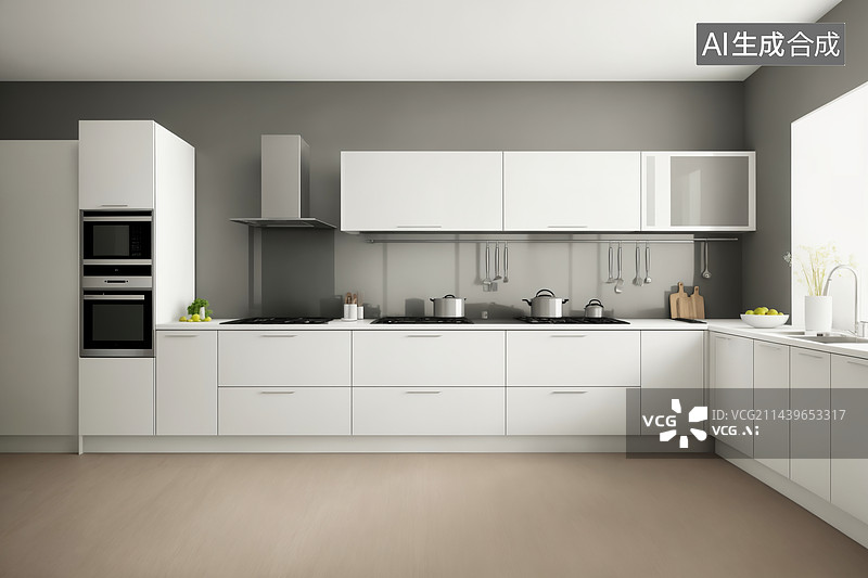 【AI数字艺术】简约厨房空间图片素材