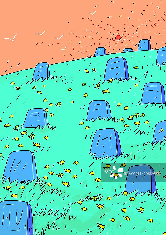 童话简笔插画背景设计素材夏天自然美图片素材