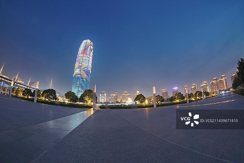 郑州中央商务区如意湖夜景图片素材