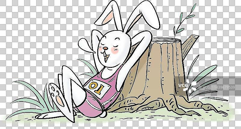 童话寓言故事龟兔赛跑睡觉偷懒的兔子元素图片素材