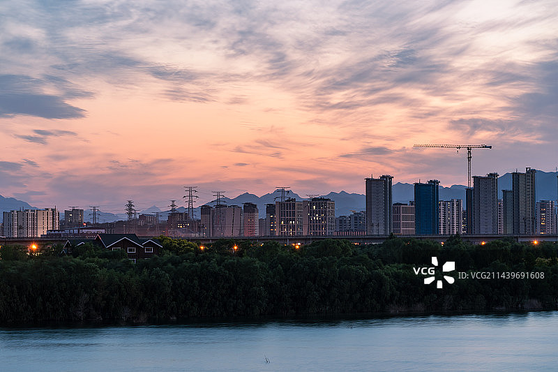 北京园博湖日落晚霞图片素材