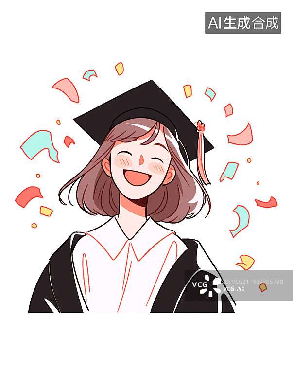 【AI数字艺术】毕业庆祝扁平风格图片素材
