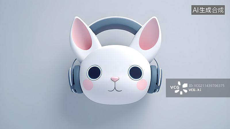 【AI数字艺术】3D米老鼠猫咪耳机元素图片素材