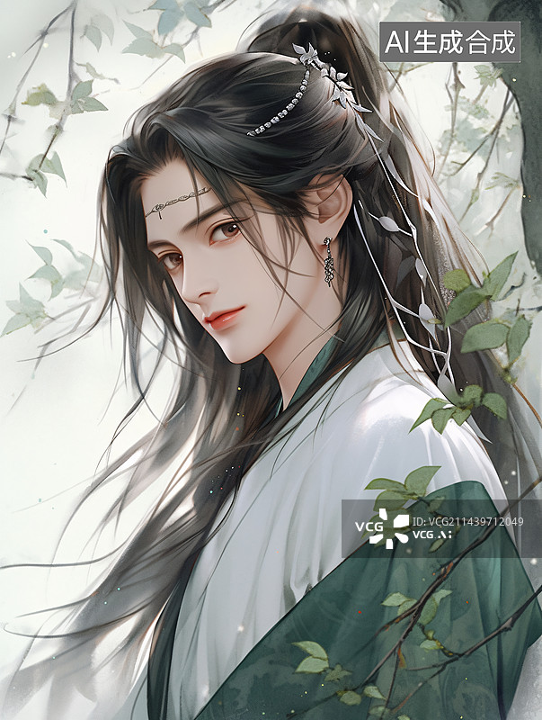 【AI数字艺术】国风国画古风少侠图片素材