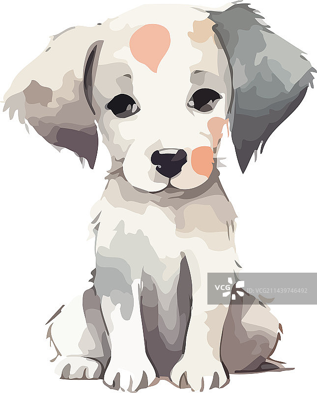 小狗坐着，看起来很开朗图片素材