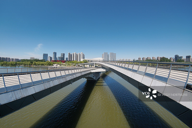 太原长风商务区汾河沿岸城市风光图片素材