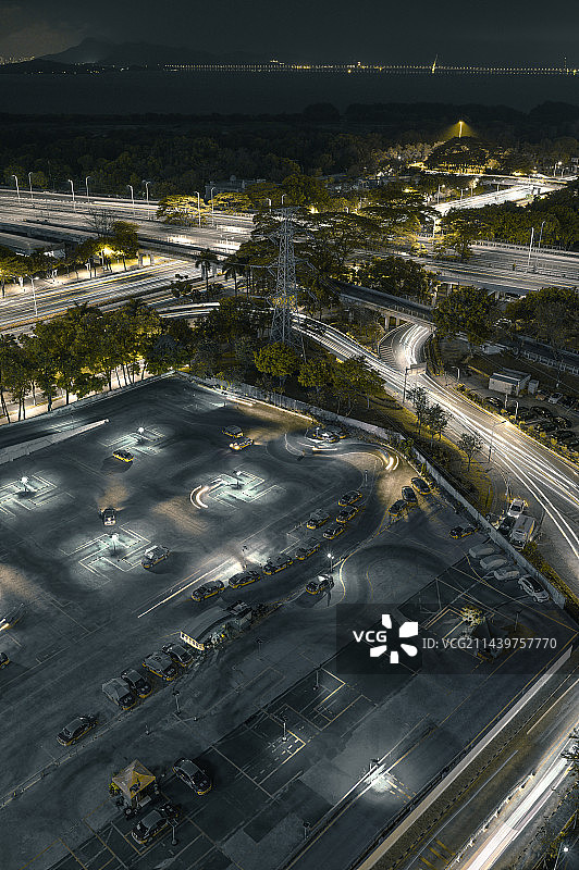 城市立交桥夜景景观图片素材