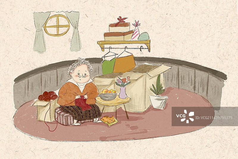 老奶奶织毛衣图片素材