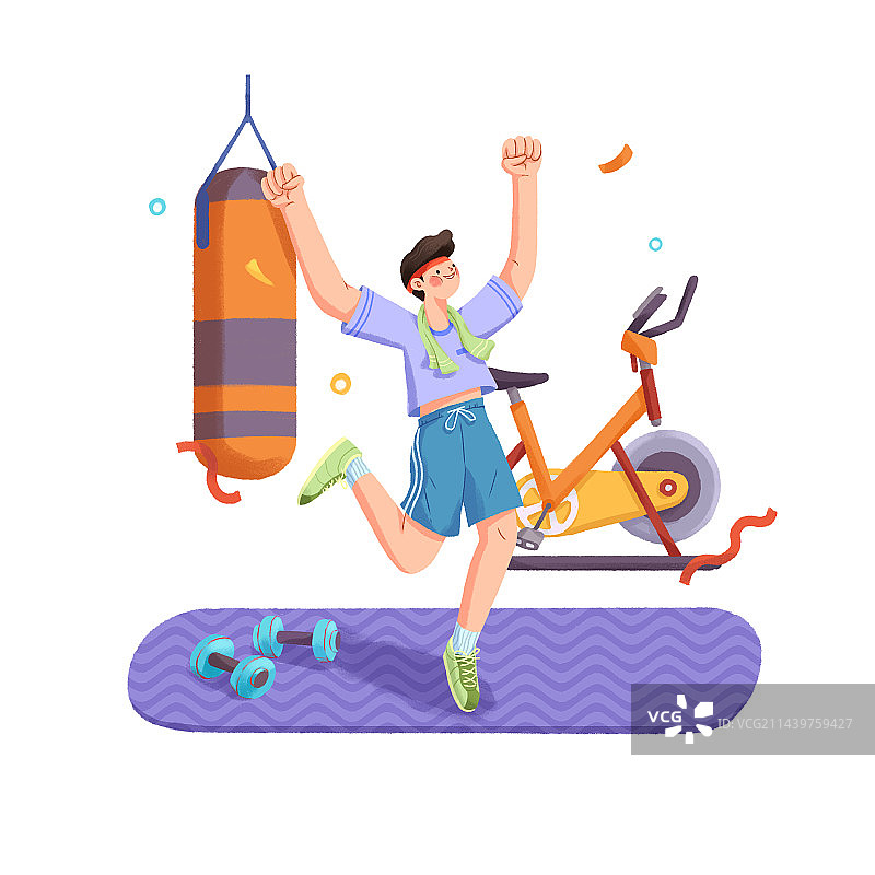 健身房男子健康瘦身运动图片素材