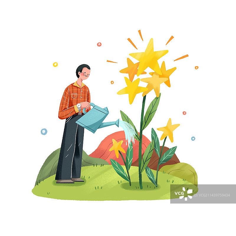 播种浇灌树苗的人图片素材