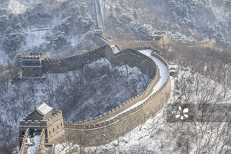 冬天雪后慕田峪长城风景图片素材