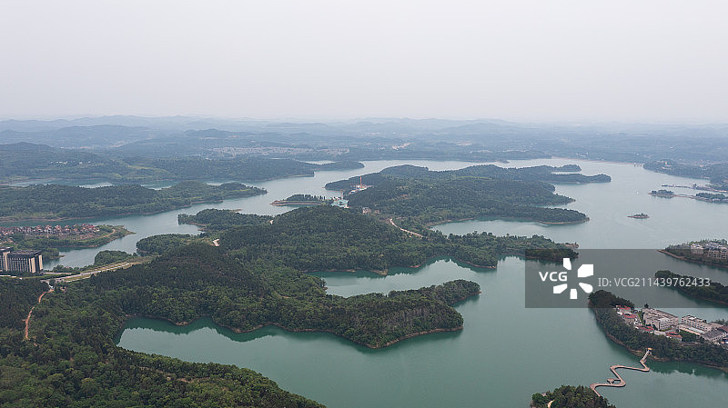 阴天的四川绵阳仙海风景区图片素材