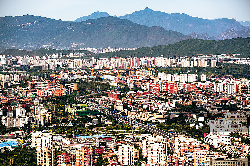俯瞰北京市西部区域城市风光图片素材
