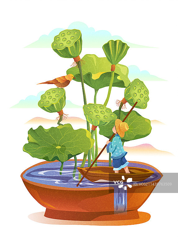 矢量清新儿童节气插画图形处暑图片素材