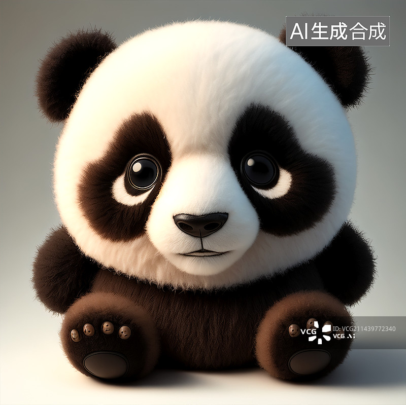 【AI数字艺术】毛绒公仔呆萌可爱熊猫宝宝图片素材