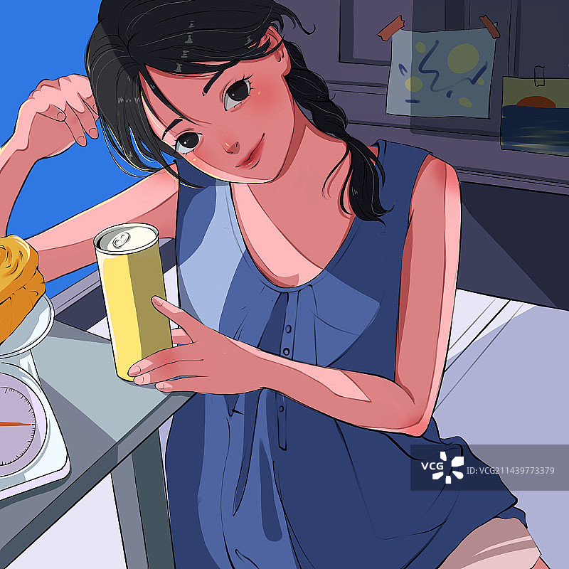 少女夏日插画图片素材