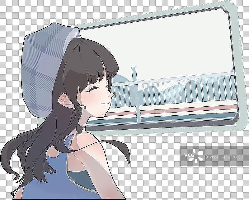 旅行车窗风景公路女孩高兴青春小清新图片素材