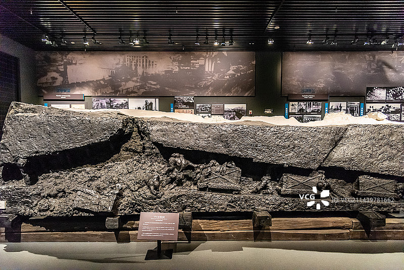 中国九一八历史博物馆的矿工血泪雕塑图片素材