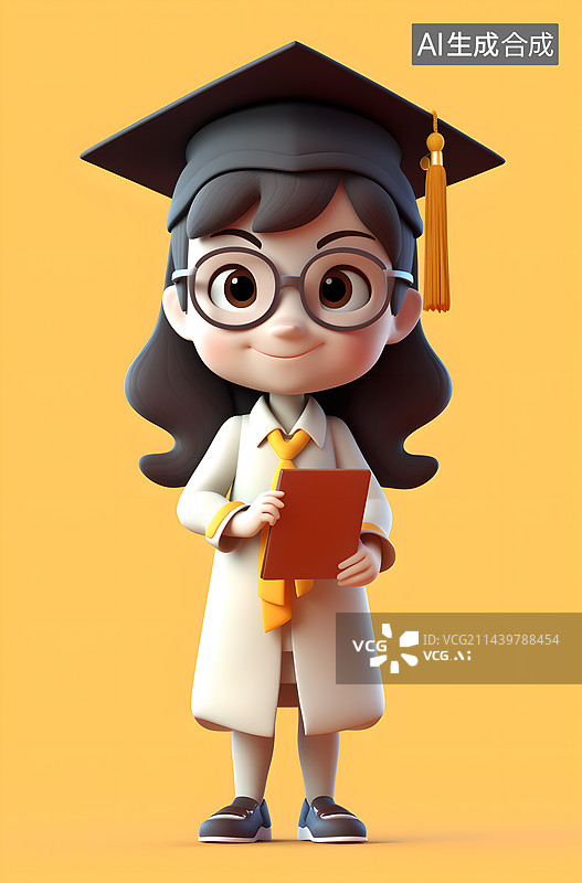 【AI数字艺术】3D卡通毕业季的女生图片素材