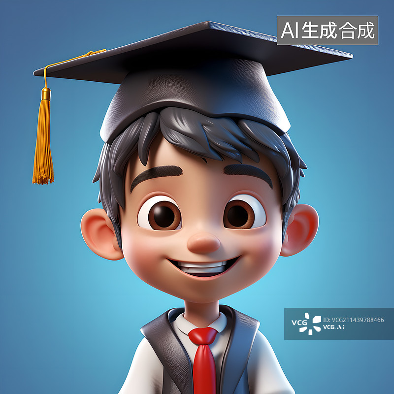 【AI数字艺术】3D卡通毕业生图片素材