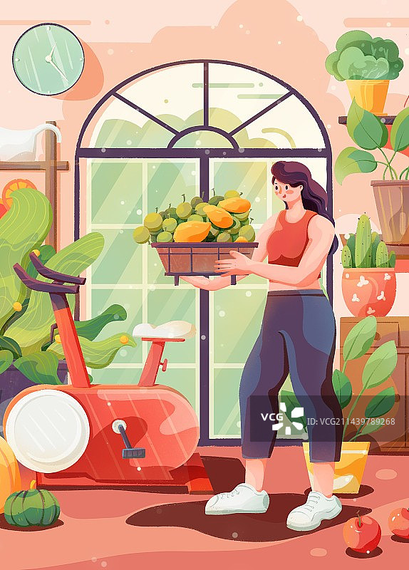 居家健身健康饮食图片素材