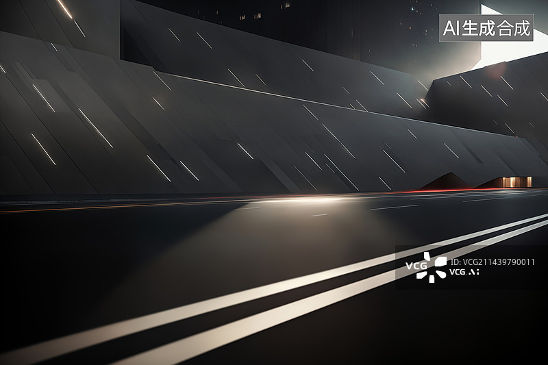 【AI数字艺术】未来派风格城市道路（汽车广告背景图））图片素材